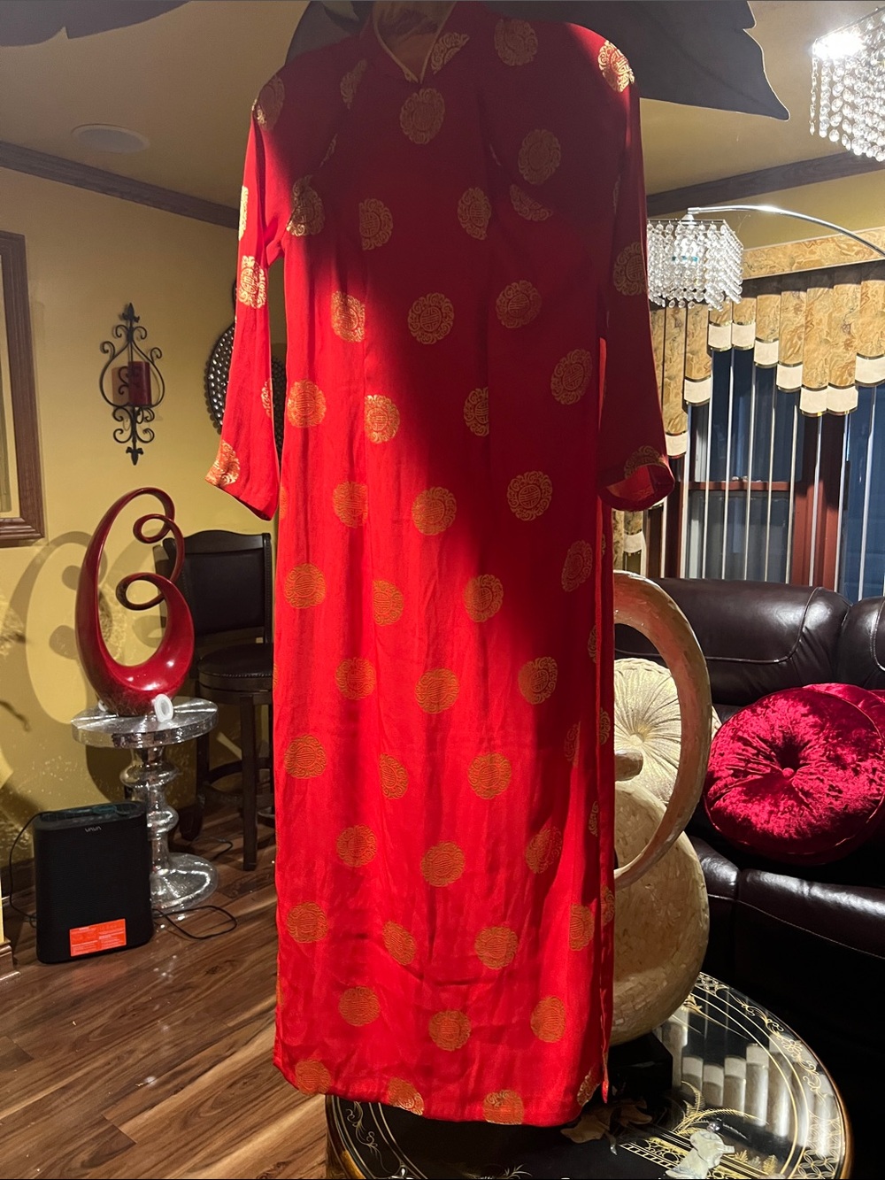 Red & Gold Long Women's Dress